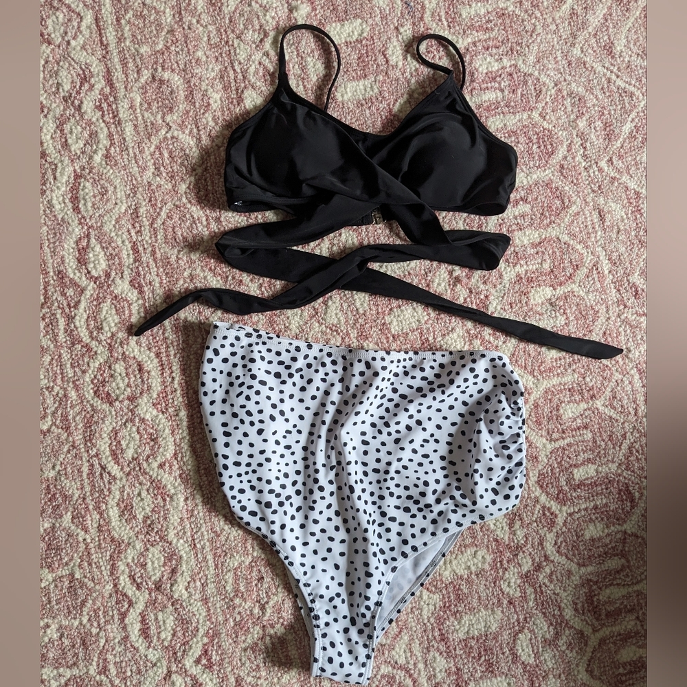 Maternity two piece swim suit dalmatian print